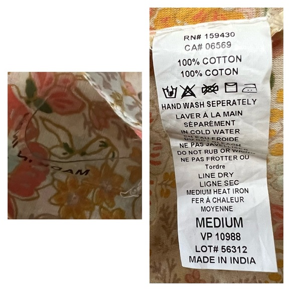 Elan Tie Neck Peasant Blouse M - Picture 15 of 15